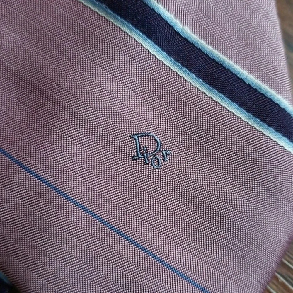NWOT Christian Dior Mens Red Blue Striped Quiet Luxury Workcore Silk Blend Tie